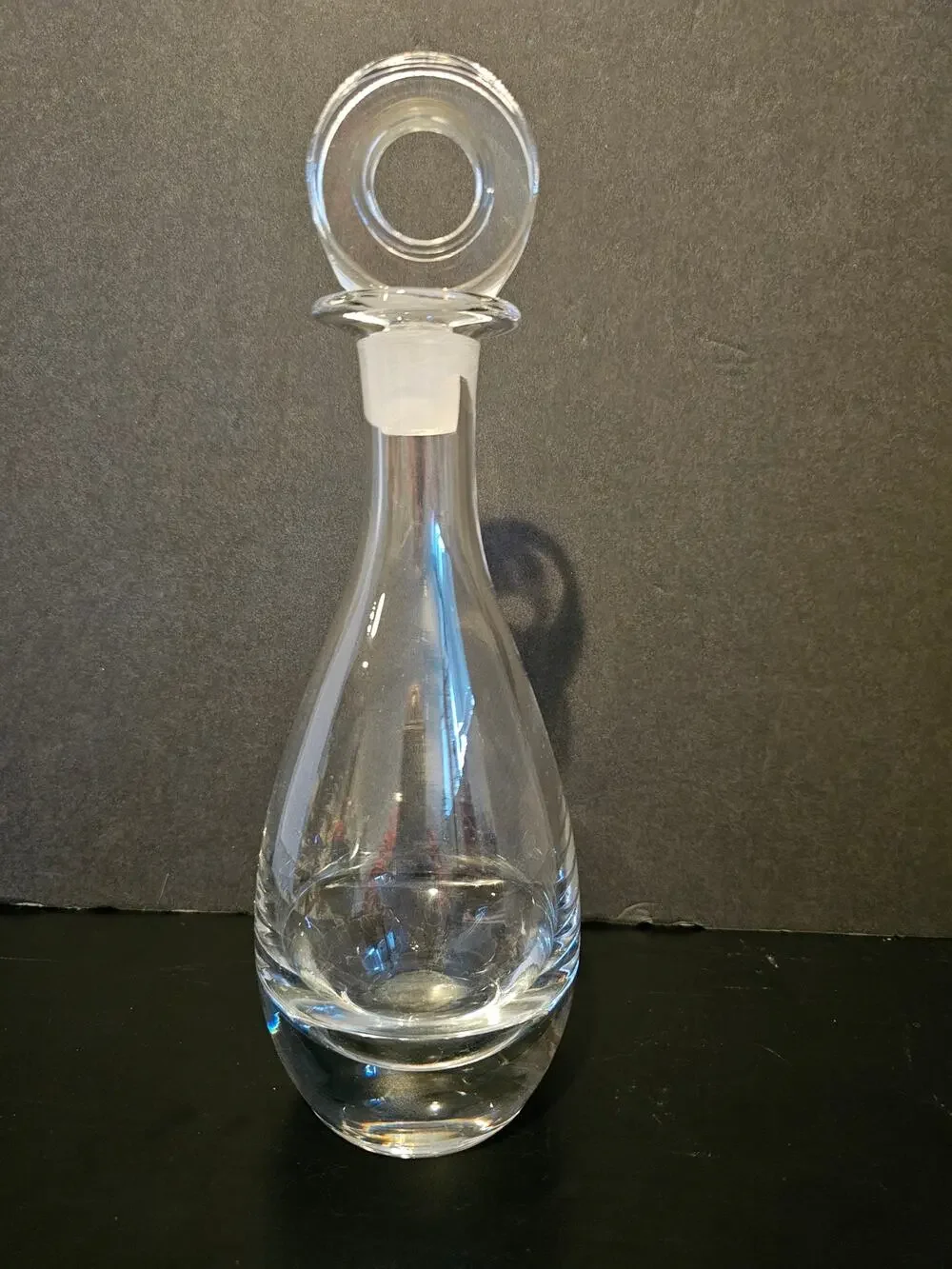 Vintage Clear Crystal Decanter with Ground Glass Circle Stopper